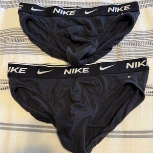 Nike Men’s Black Briefs with White Logo Waistband (2-Pack)